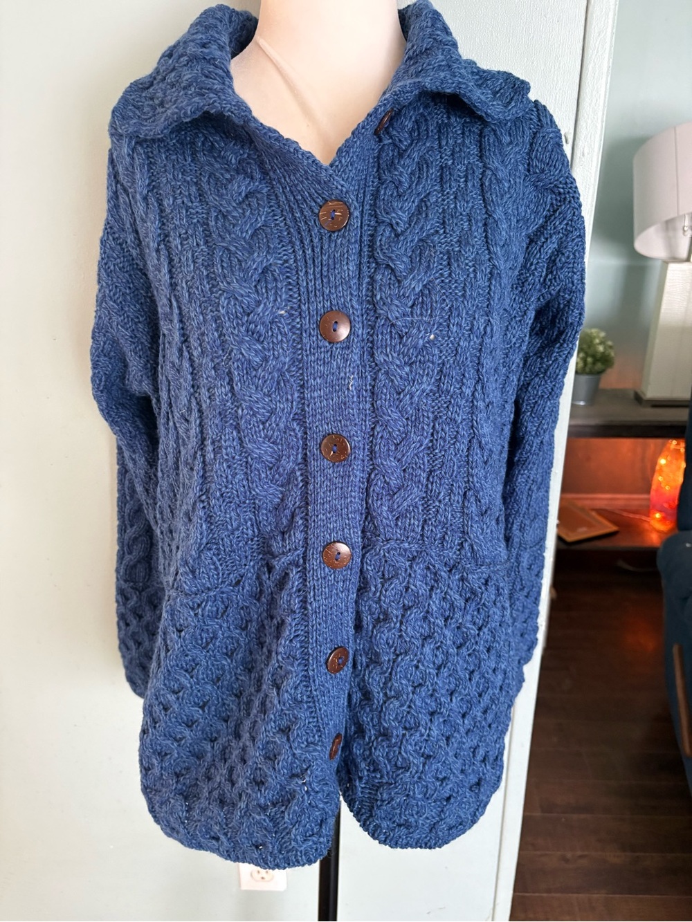 Aran Cable-Knit  Women’s Button up Merino wool Sweater